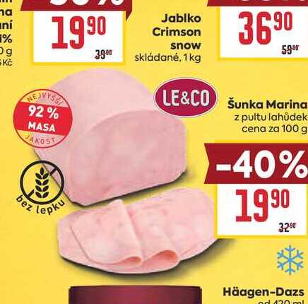 Šunka Marina z pultu lahůdek cena za 100 g