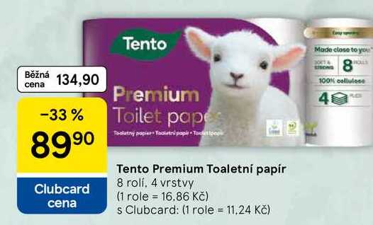 Tento Premium Toaletní papír, 8 rolí, 4 vrstvy