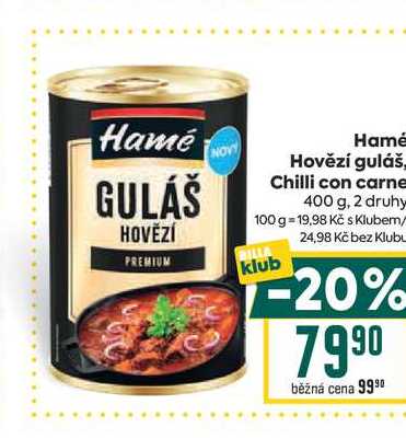 Hamé Hovězí guláš, Chilli con carne 400 g