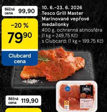 Tesco Grill Master Marinované vepřové medailonky, 400 g