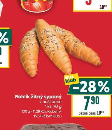 Rohlik žitný sypaný z naší pece 1ks, 70 g