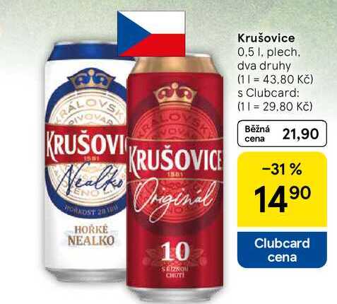 Krušovice, 0,5 l, plech, dva druhy