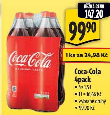 Coca-Cola 4pack, 4x 1,5 l