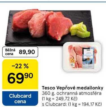 Tesco Vepřové medailonky, 360 g