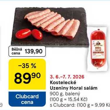 Kostelecké Uzeniny Horal salám, 900 g, balený