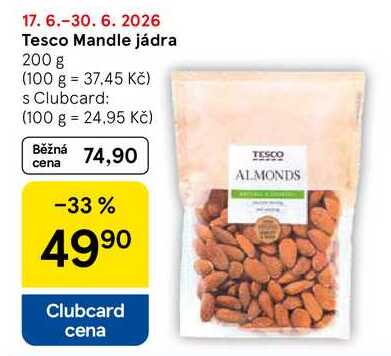 Tesco Mandle jádra, 200 g