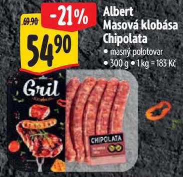 Albert Masová klobása Chipolata, 300 g