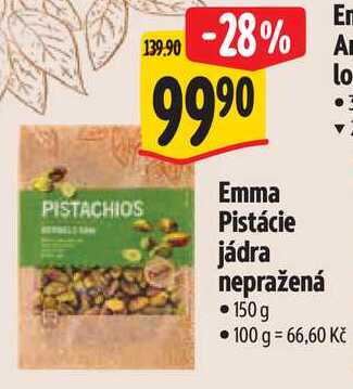 Emma Pistácie jádra nepražená, 150 g