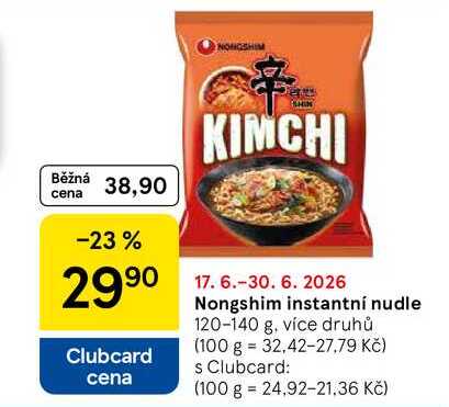 Nongshim instantní nudle, 120-140 g, více druhů