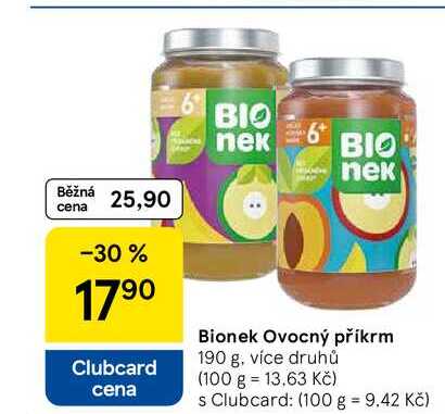 Bionek Ovocný příkrm, 190 g, více druhů