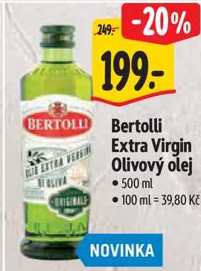 Bertolli Extra Virgin Olivový olej, 500 ml