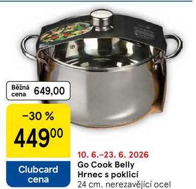 Go Cook Belly Hrnec s poklicí, 24 cm, nerezavějící ocel