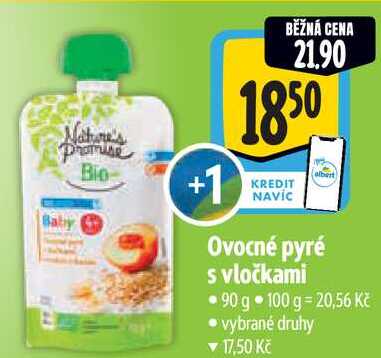 Ovocné pyré s vločkami, 90 g