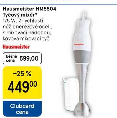 Hausmeister HM5504 Tyčový mixér, 175 W. 2 rychlosti, nůž z nerezové oceli. s mixovací nádobou. kovová mixovací tyč