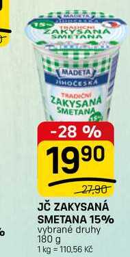 JČ ZAKYSANÁ SMETANA 15% vybrané druhy 180 g
